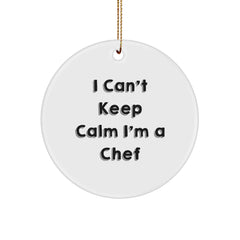 Chef's Delight, I Can't Keep Calm I'm A Chef, Gifts from Family to Chef, Circle Ornament for Christmas - Image 1