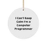 Funny Computer Programmer Gifts from Friends or Family - I Can't Keep Calm Circle Ornament for Men or Women - Christmas Unique Decorations - Image 1