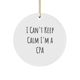 Funny CPAs I Can't Keep Calm Gifts for Friends from Men, Women, Family, and Coworkers - Circle Ornament for Christmas - Image 1