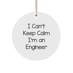 Funny 'I Can't Keep Calm I'm An Engineer' Circle Ornament Gifts for Engineer Friends and Family Christmas Unique Presents from Men - Image 1