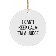 Funny Judge Gifts for Him, I Can't Keep Calm I'm A Judge Circle Ornament, Christmas Unique Presents from Friends - Image 1