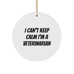 Funny Veterinarian Gifts from Friends, Unique Christmas Circle Ornament 'I Can't Keep Calm I'm A Veterinarian', Perfect for Veterinarian Men or Women - Image 1