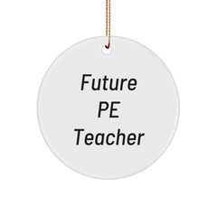 Funny Quote Gifts for PE Teacher, Circle Ornament, PE Teacher Gifts from Family - Future PE Teacher Christmas Unique Gifts - Image 1