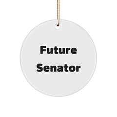 Funny Senator Quote Circle Ornament, Gifts from Friends for Future Senator, Men, Women, Family, Christmas Unique Gifts - Image 1
