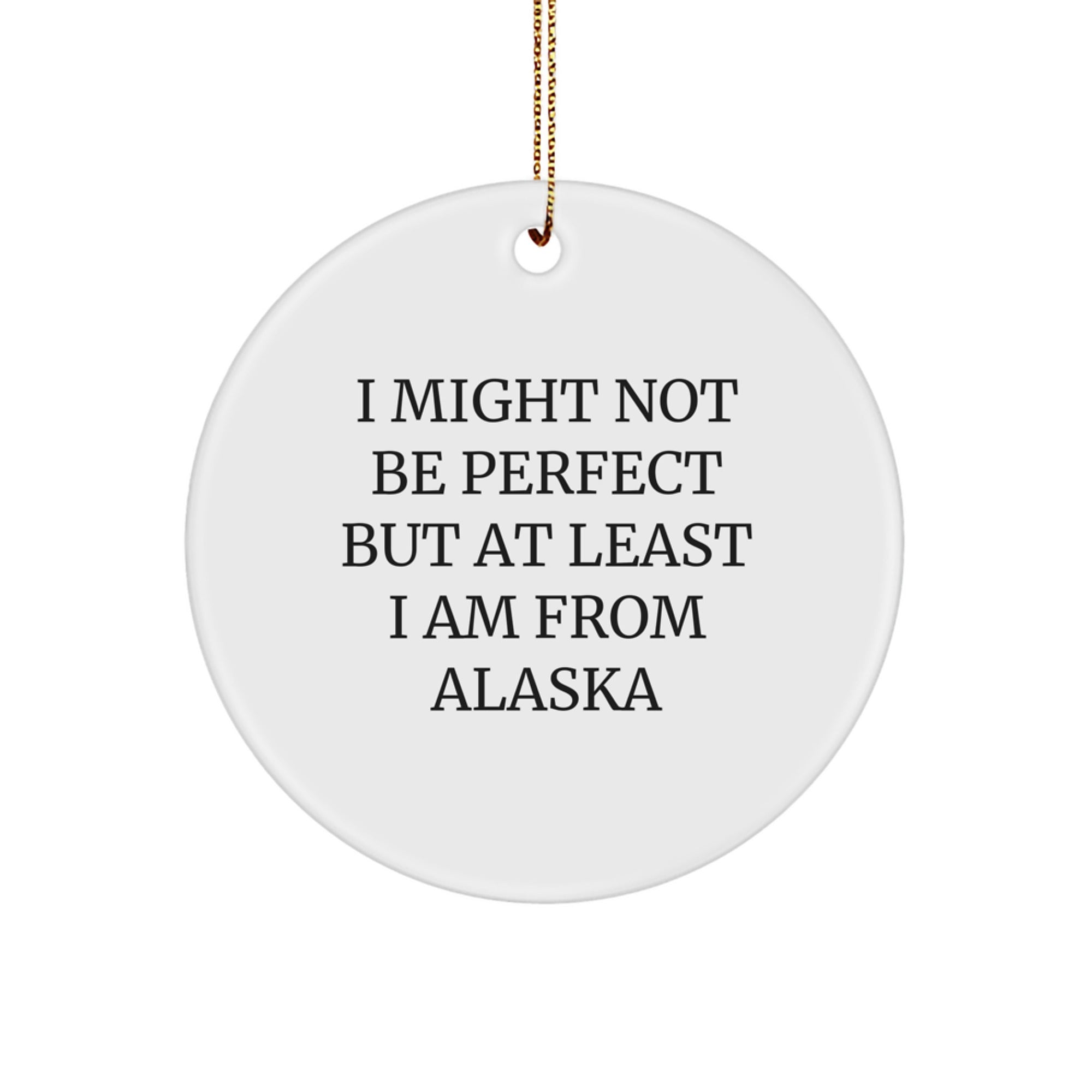 Alaska Circle Ornament I Might Not Be Perfect Funny Gifts for Alaska Lovers by Friends and Family, Unique Christmas Ornaments for Home Decor, 2.75'' Tall - Image 1
