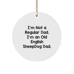 Funny Old English SheepDog Dad Gifts for Him Men Christmas Unique Decorations Circle Ornament - Image 1