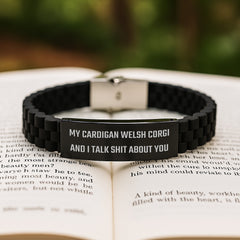Funny Cardigan Welsh Corgi Dog Gifts from Friends and Family, Glide lock Clasp Birthday Unique Presents for Women Men, 'My Cardigan Welsh Corgi And I Talk Shit About You' Quote Jewelry - Image 2