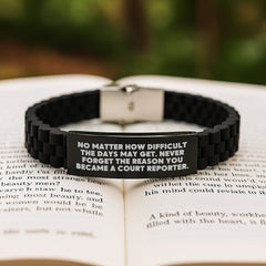 Funny Court Reporter Christmas Unique Gifts for Men Women Friends Family Court Reporter Glide lock Clasp Bracelet with Inspirational Quote - Image 2