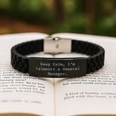 Keep Calm, I'm (almost) A General Manager. Funny General Manager Gifts for Birthday - Adjustable Glide lock Clasp Bracelet from Friends - Image 2