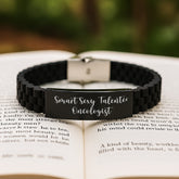 Smart Sexy Talented Oncologist Inspirational Gifts for Oncologist Graduation Unique Gifts from Friends to Oncologist - Glide lock Clasp Black Stainless Steel Silicone Adjustable Charm - Image 2