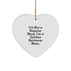 Golden Retriever Mom Heart Ornament for Golden Retriever Lover Gifts from Family, Heartfelt Christmas Unique Decorations with Funny Quote, I'm Not A Regular Mom - Image 1