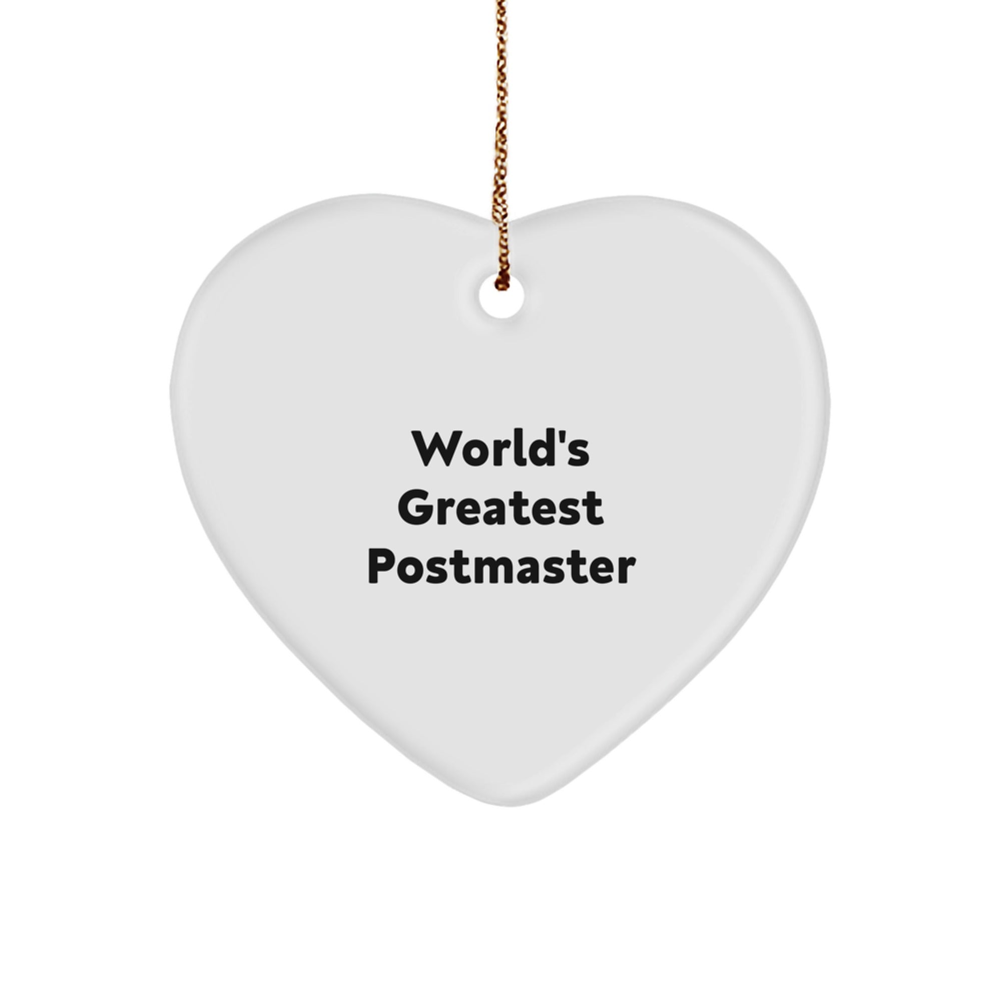 Funny Postmaster Gifts for Men, Unique World's Greatest Postmaster Heart Ornament, Christmas Unique Gifts from Family - Image 1