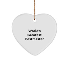 Funny Postmaster Gifts for Men, Unique World's Greatest Postmaster Heart Ornament, Christmas Unique Gifts from Family - Image 1