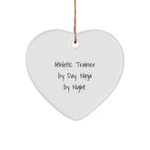 Athletic Trainer Gifts by Day, Ninja by Night, Funny Heart Ornament for Christmas, Gifts from Family - Image 1