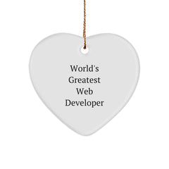Funny Web Developer Gifts from Family, Heart Ornament for World's Greatest Web Developer, Web Developer Unique Christmas Decoration - Image 1
