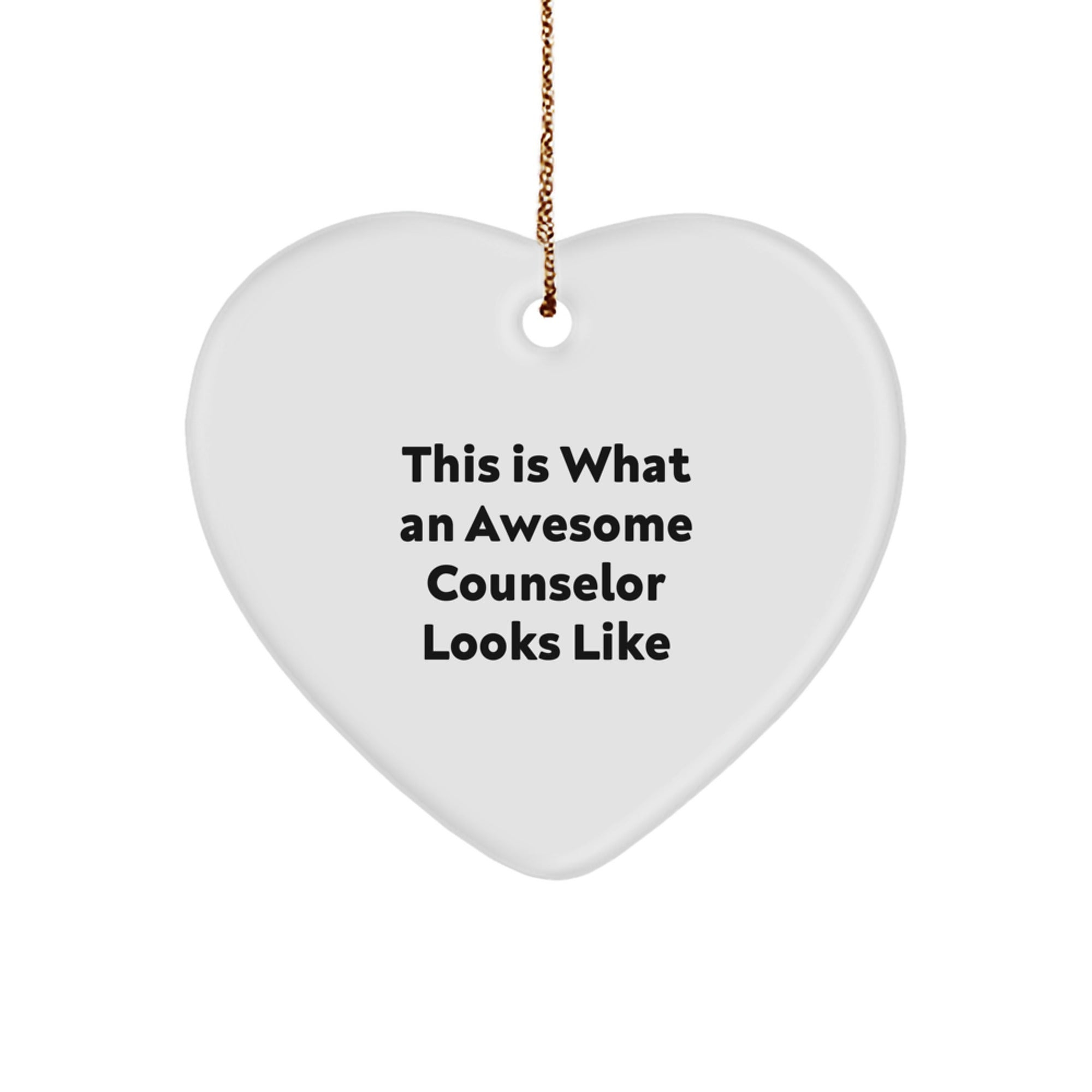 Counselor Gifts from Friends - Heart Ornament with Quote 'This Is What An Awesome Counselor Looks Like' - Christmas Unique Gifts - Image 1