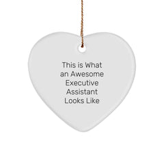 Executive Assistant Gifts from Friends, This Is What Awesome Looks Like, Christmas Heart Ornament - Image 1