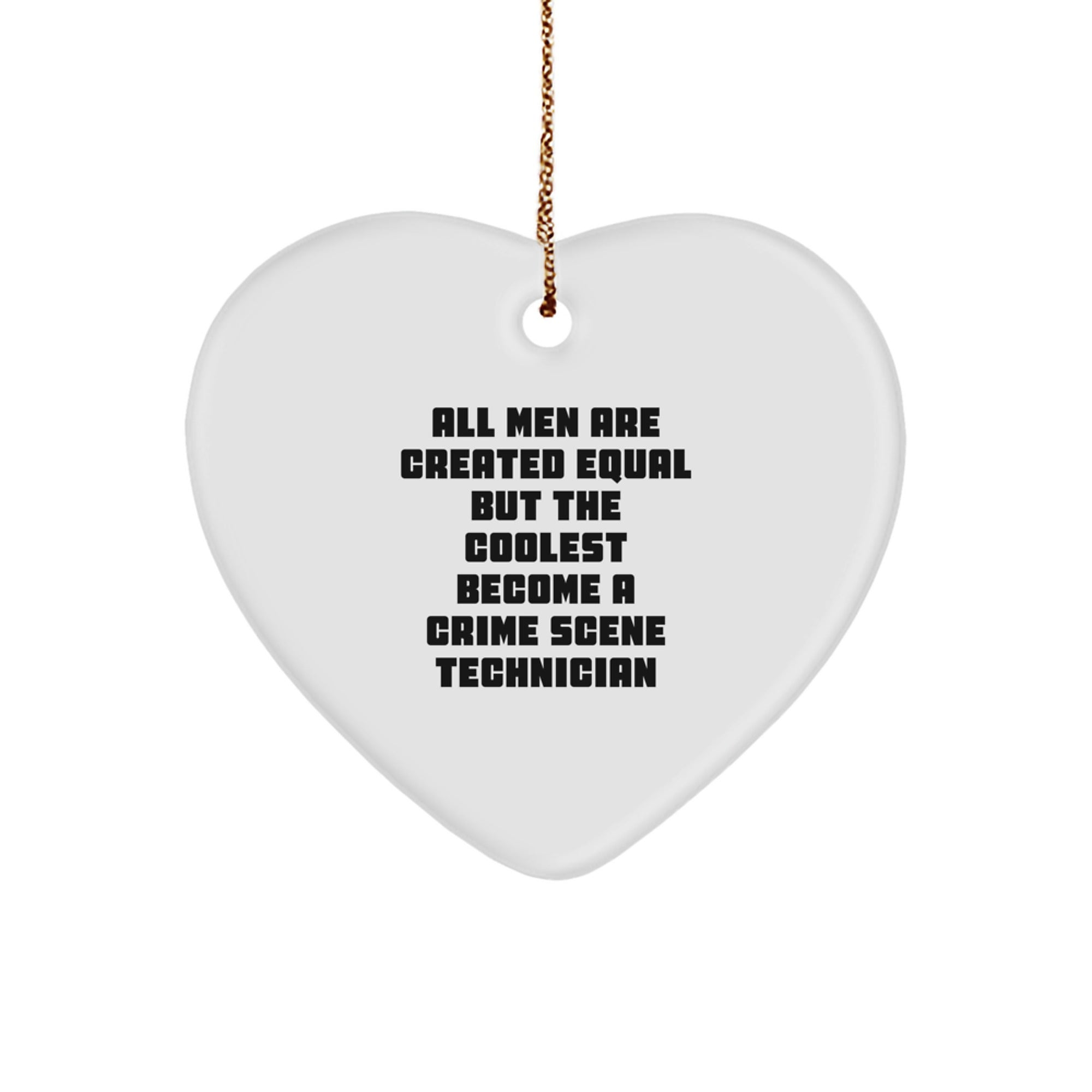 Funny Crime Scene Technician Gifts for Men, Heart Ornament for Christmas Unique Presents from Men to Friends Family - Image 1