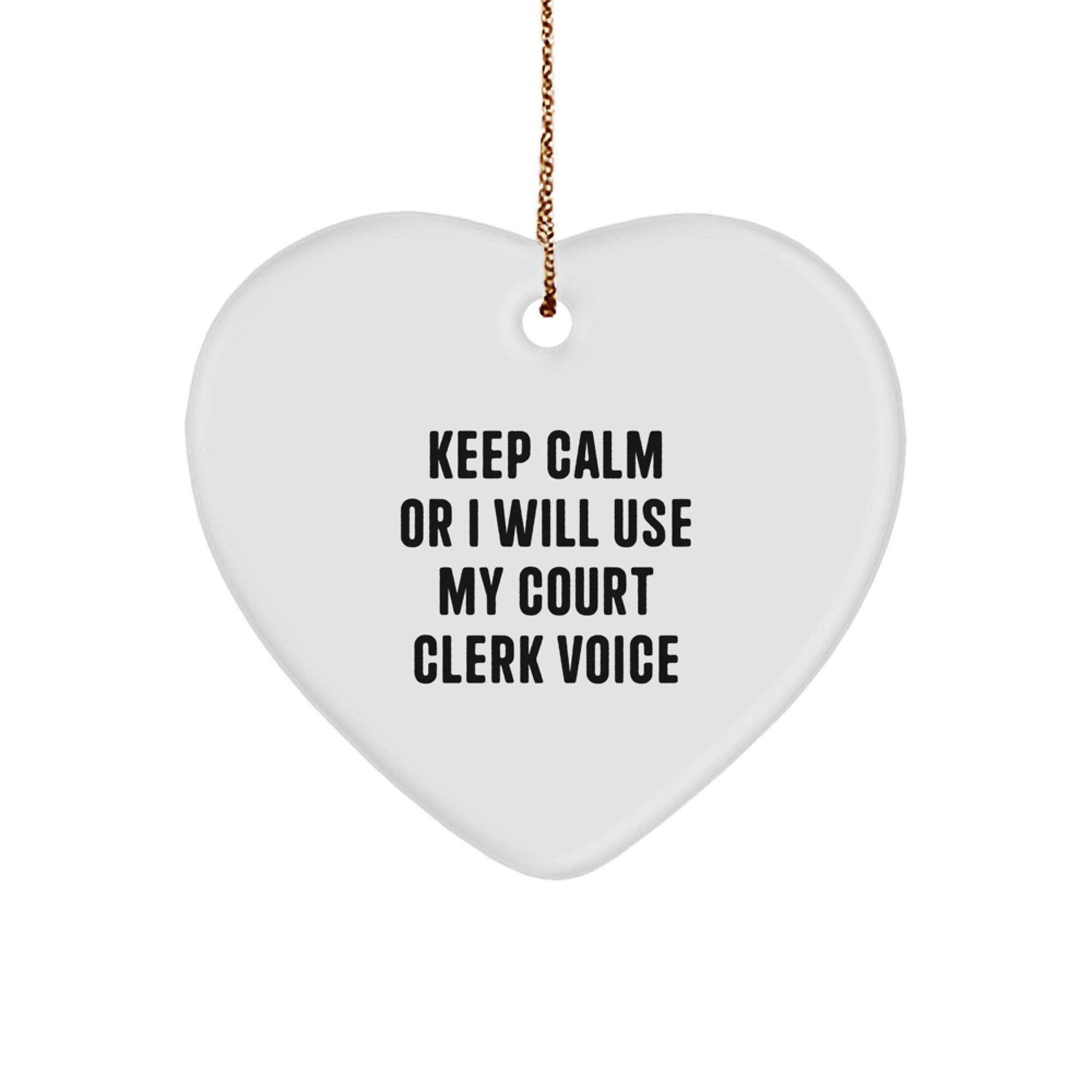 Funny Court Clerk Heart Ornament Gifts from Friends, Christmas Unique Court Clerk Office Decorations, Funny Court Clerk Voice Heart Shaped MDF Ornament - Image 1