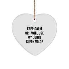 Funny Court Clerk Heart Ornament Gifts from Friends, Christmas Unique Court Clerk Office Decorations, Funny Court Clerk Voice Heart Shaped MDF Ornament - Image 1