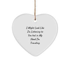 Funny Traveling Heart Ornament, Gift for Traveling Friends, Christmas Unique Gifts from Friends - Image 1