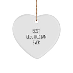 Funny Electrician Gifts from Friends for Best Electrician Ever Heart Ornament, Electrician Heart Shaped White Ornament for Christmas - Image 1