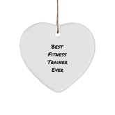 Fitness Trainer Gifts from Friends, Funny Heart Ornament, Best Fitness Trainer Ever Quote, Christmas Unique Gifts for Fitness Trainers - Image 1