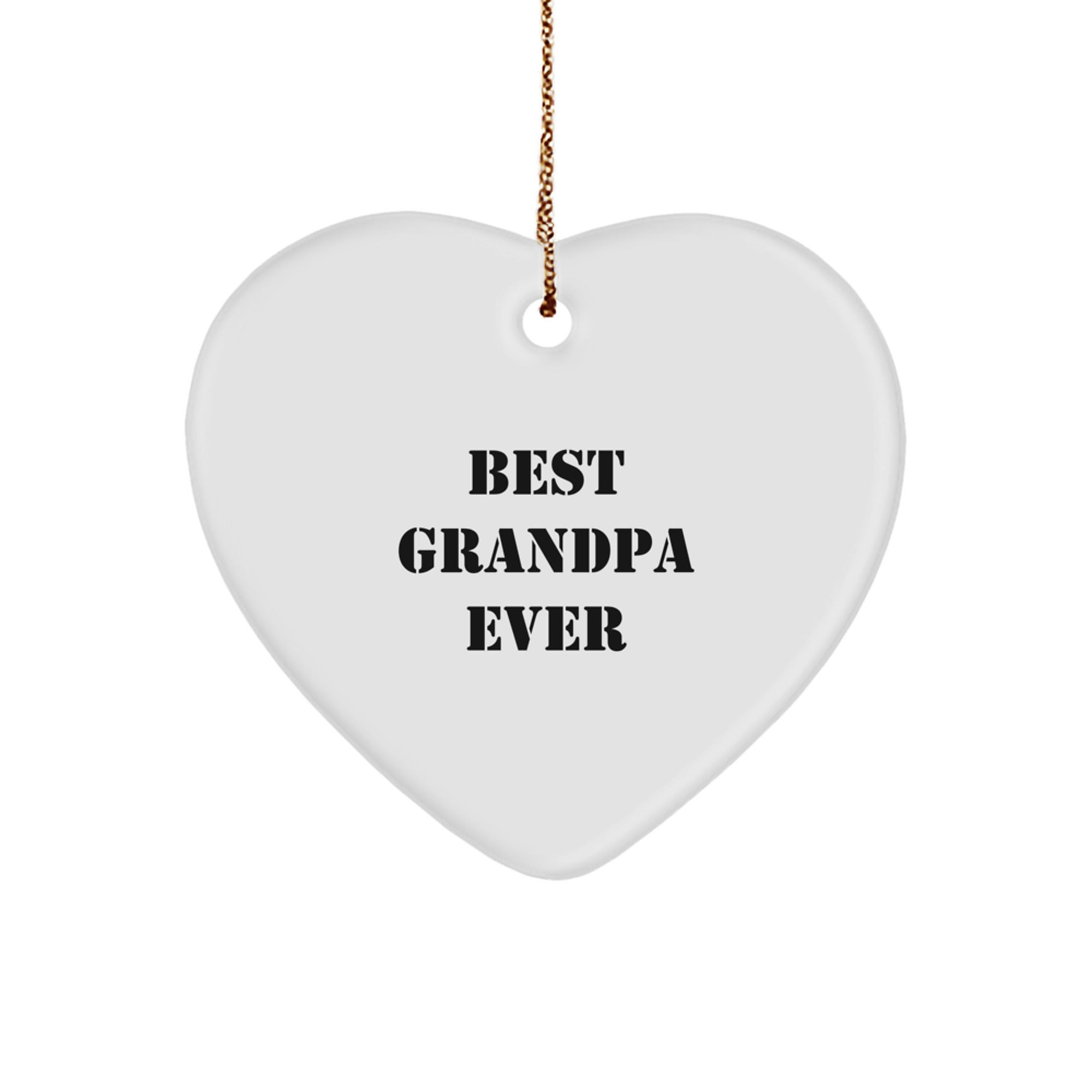 Funny Grandpa Gifts - 'Best Grandpa Ever' Heart Ornament, Perfect for Christmas, Gifts from Family to Grandpa - Image 1