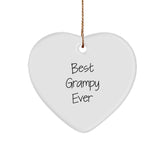 Funny Grampy Gifts for Men, Heart Ornament with Best Grampy Ever Quote, Christmas Decorations from Family - Image 1
