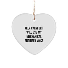 Funny Mechanical Engineer Heart Ornament Gifts from Friends, Christmas Unique Gifts for Men, Women, Coworkers, Family, Mechanical Engineer, Heart Shaped White Color - Image 1