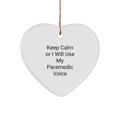 Funny Rescue Worker Gifts from Friends for Christmas Unique Rescue Worker Heart Ornament Keep Calm Or I Will Use My Rescue Worker Voice - Image 1