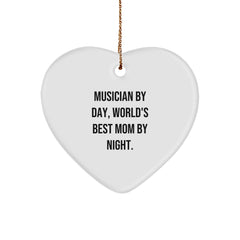 Musician Gifts from Mom - Funny Heart Ornament for Musician By Day, World's Best Mom By Night., Perfect Unique Gifts for Musician, Musician Gifts from Mom, Gifts for Musician - Image 1