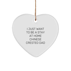 Chinese Crested Dog Dad Heart Ornament, Funny Quote Gifts from Family for Men, Unique Christmas Unique Gifts - Image 1