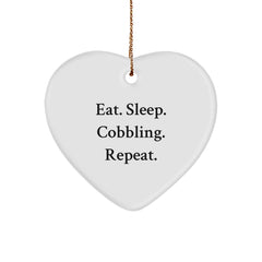 Cobbling Enthusiasts Gifts from Friends to Family - Eat. Sleep. Cobbling. Repeat. Heart Ornament for Christmas - Image 1