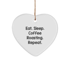 Coffee Roasting Gifts from Friends, 'Eat. Sleep. Coffee Roasting. Repeat.' Heart Ornament for Coffee Roasting Enthusiasts, Christmas Unique Gifts - Image 1