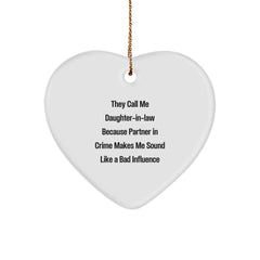 Funny Daughter-in-law Gifts, Heart Ornament for Daughter-in-law, Christmas Unique Gifts from Family, Daughter-in-law Partner in Crime - Image 1