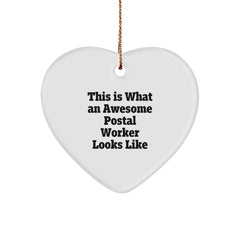 Funny Postal Worker Gifts, Heart Ornament, This Is What An Awesome Postal Worker Looks Like, Christmas Unique Gifts from Friends, Gifts for Postal Workers, Men, Women, Family - Image 1