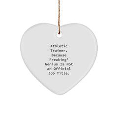 Funny Athletic Trainer Gifts from Friends, Heart Ornament for Men, Women, Coworkers or Family - Because Freaking' genius Is Not An Official Job Title. - Image 1