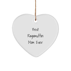 'Funny' Ragamuffin Cat Gifts - Best Mom Ever Heart Ornament, Heart-Shaped, White, 2.75" Tall, Perfect for Christmas Unique Gifts from Mom to Ragamuffin Cat Lovers - Image 1