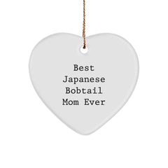 Japanese Bobtail Cat Mom Gifts, Heart Ornament, 'Best Japanese Bobtail Mom Ever', Christmas Unique Gifts from Friends to Family, Gifts for Japanese Bobtail Cat Lovers - Image 1