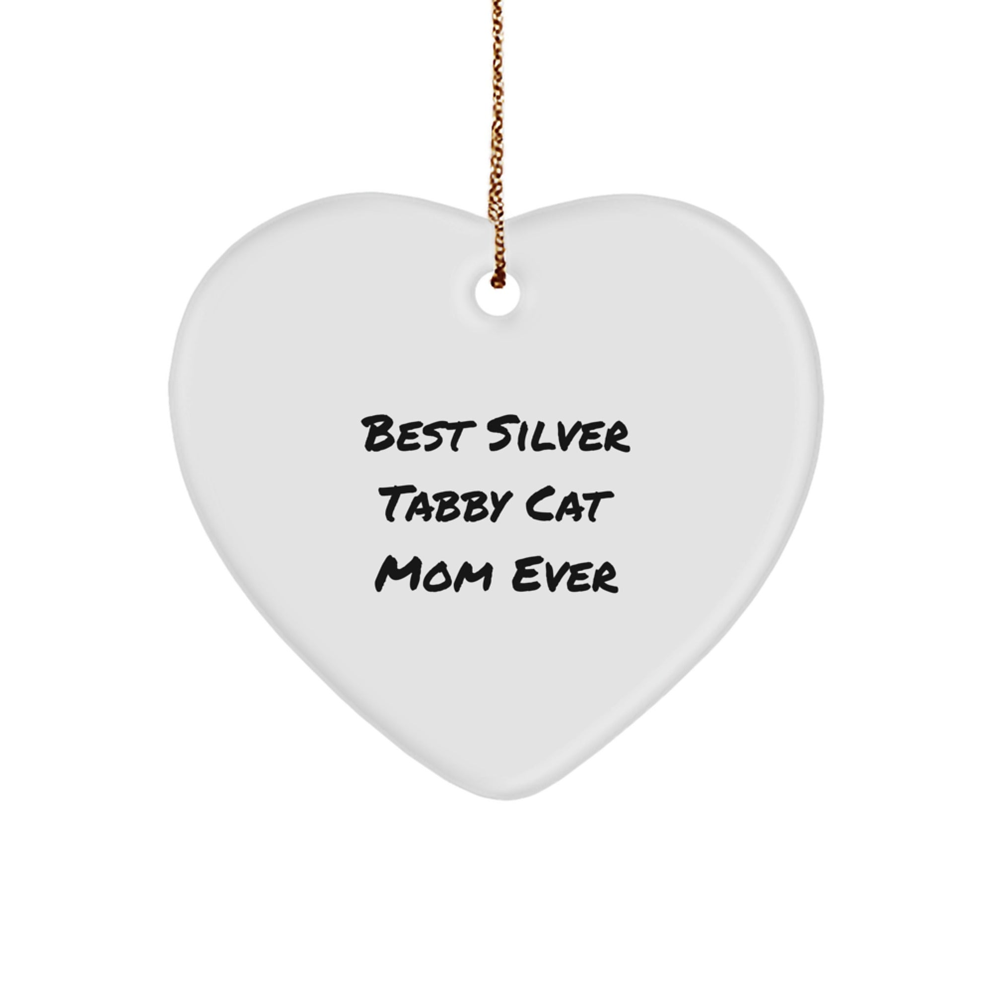 Funny Silver Tabby Cat Mom Ever Heart Ornament for Gifts from Family, Friends, or Coworkers, Perfect for Christmas Unique Gifts - Image 1