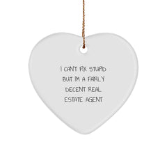 Funny Quote Gifts from Family to Real Estate Agent Christmas Unique Decorations Heart Ornament, Heart Shaped - Image 1