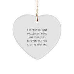 Funny Court Reporter Christmas Unique Gifts from Family - Heart Ornament with Inspirational Quote, Court Reporter Gifts for Women - Court Reporter Heart Shaped Ornament - Image 1