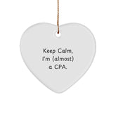 Funny CPA Gifts, Keep Calm Heart Ornament, Gifts from Friends for CPA, Unique Christmas Unique Gifts for Him - Image 1