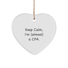 Funny CPA Gifts, Keep Calm Heart Ornament, Gifts from Friends for CPA, Unique Christmas Unique Gifts for Him - Image 1