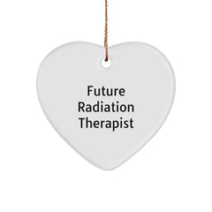 Funny Future Radiation Therapist Heart Ornament Gifts from Family, Unique Christmas Decorations for Radiation Therapist, Heart Shaped MDF Ornaments with Gold Cord - Image 1