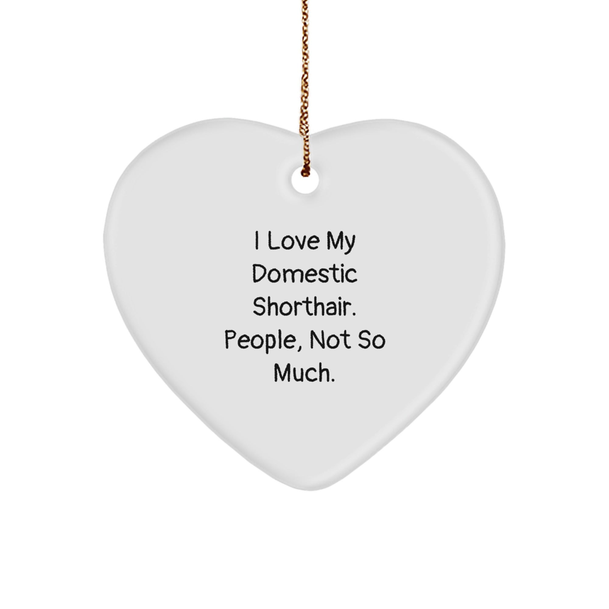 Funny Domestic Shorthair Cat Gifts from Men to Family, Heart Ornament for Christmas Unique Gifts - Image 1