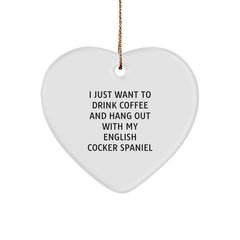 English Cocker Spaniel Dog Lovers Gifts from Family - Heart Ornament with Funny Quote, Perfect for Christmas Unique Gifts for Friends - Image 1