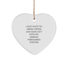 German Wirehaired Pointer Dog Gifts, Funny Quote Ornaments for Christmas, Heart-Shaped MDF Decorations with Sublimation Printing, Gifts from Men to Women for Dog Lovers - Image 1