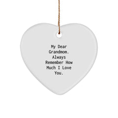 Grandmom Love Heart Ornament, Funny Quote Gifts for Grandmom, Heart Shaped Ornament, Gifts from Men to Grandmom, Christmas Unique Gifts - Image 1